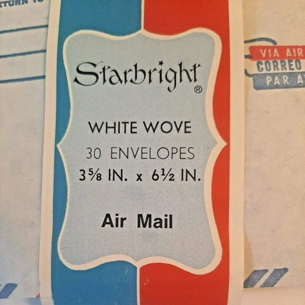 22 Vintage Air Mail Envelopes Starbright White Wove Red Blue Stripes 1970s Props